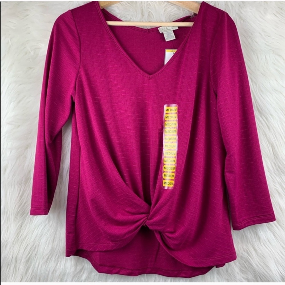 Status By Chenault Knot Front Pink Top
